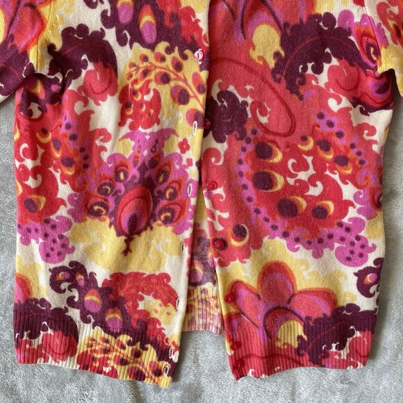 J. Crew Cardigan Women's XS Merino Wool Light Knit Sweater Multicolor Floral - Picture 3 of 11